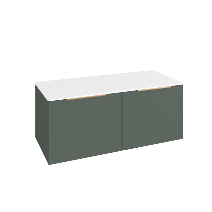 Abacus Concept Sit On Sage Green 1200mm Vanity Unit - White Countertop